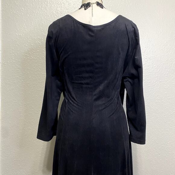 Vintage Pyramid Collection Suede 90's Cool Goth Whimsigoth Victorian Maxi Dress - Picture 12 of 16